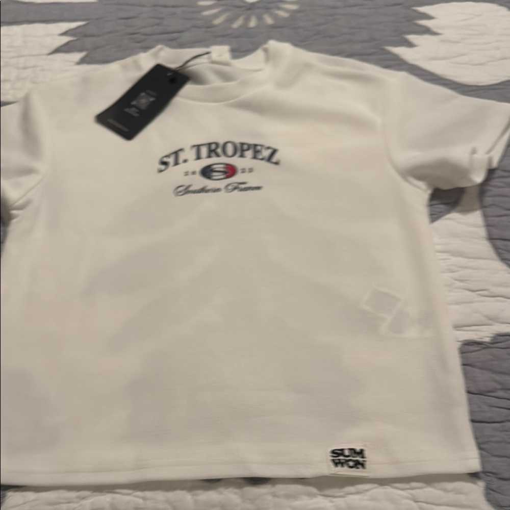 White St. Tropez Short Sleeve Tee Cotton Blend